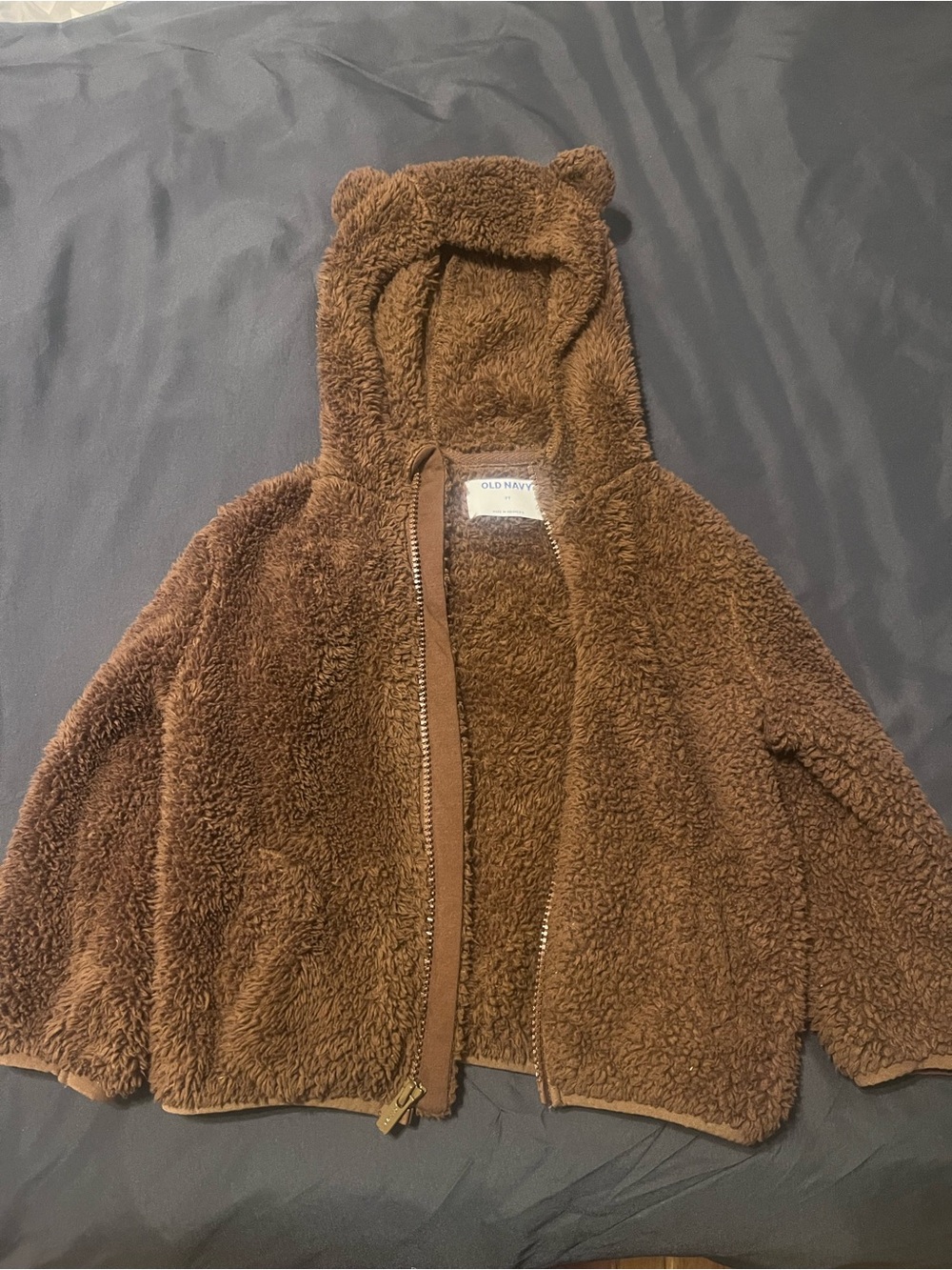Old Navy Brown Teddy Bear Hooded Puffer Jacket